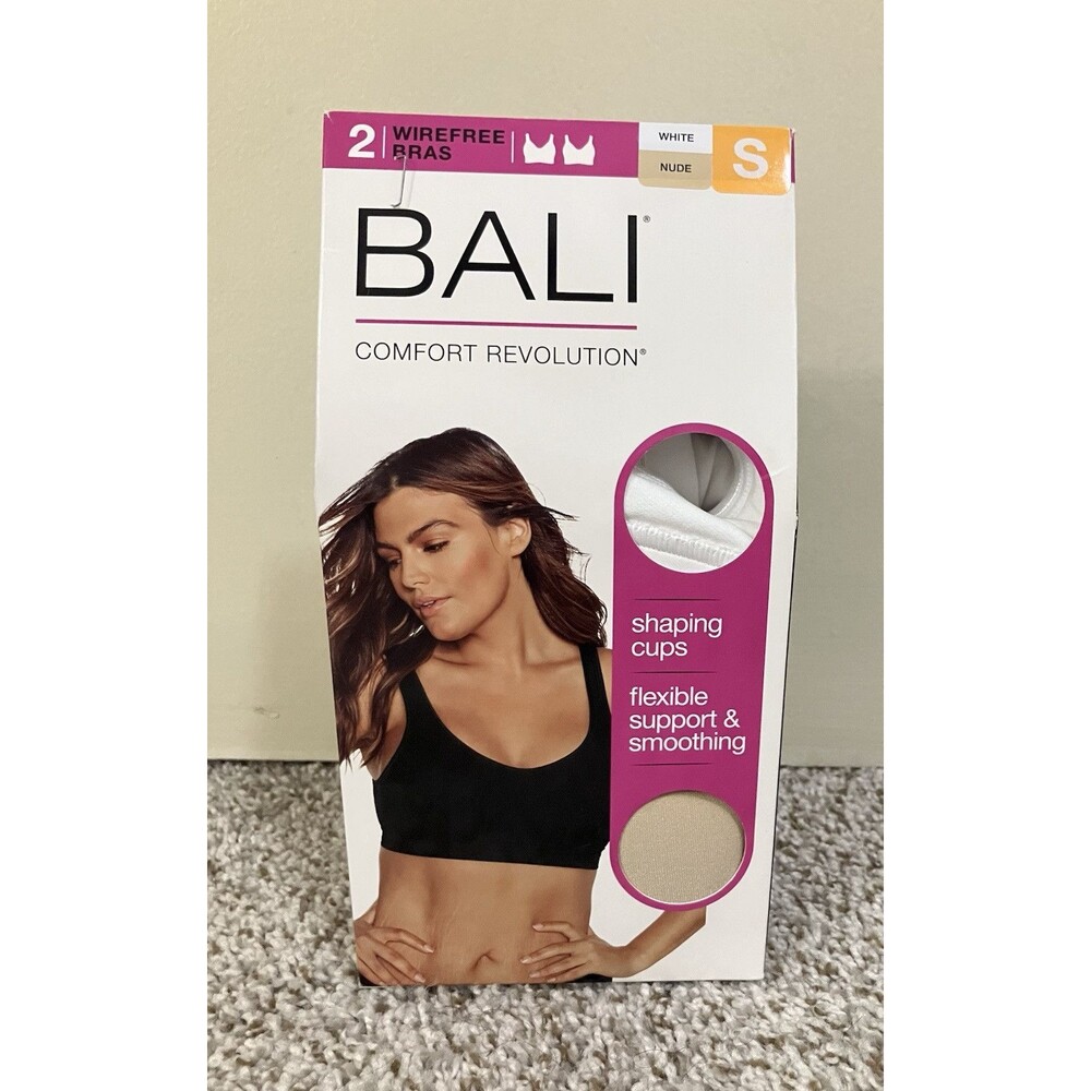 Bali 2 Pack Wirefree Bras White Nude Shaping Cups Womens Sz Small